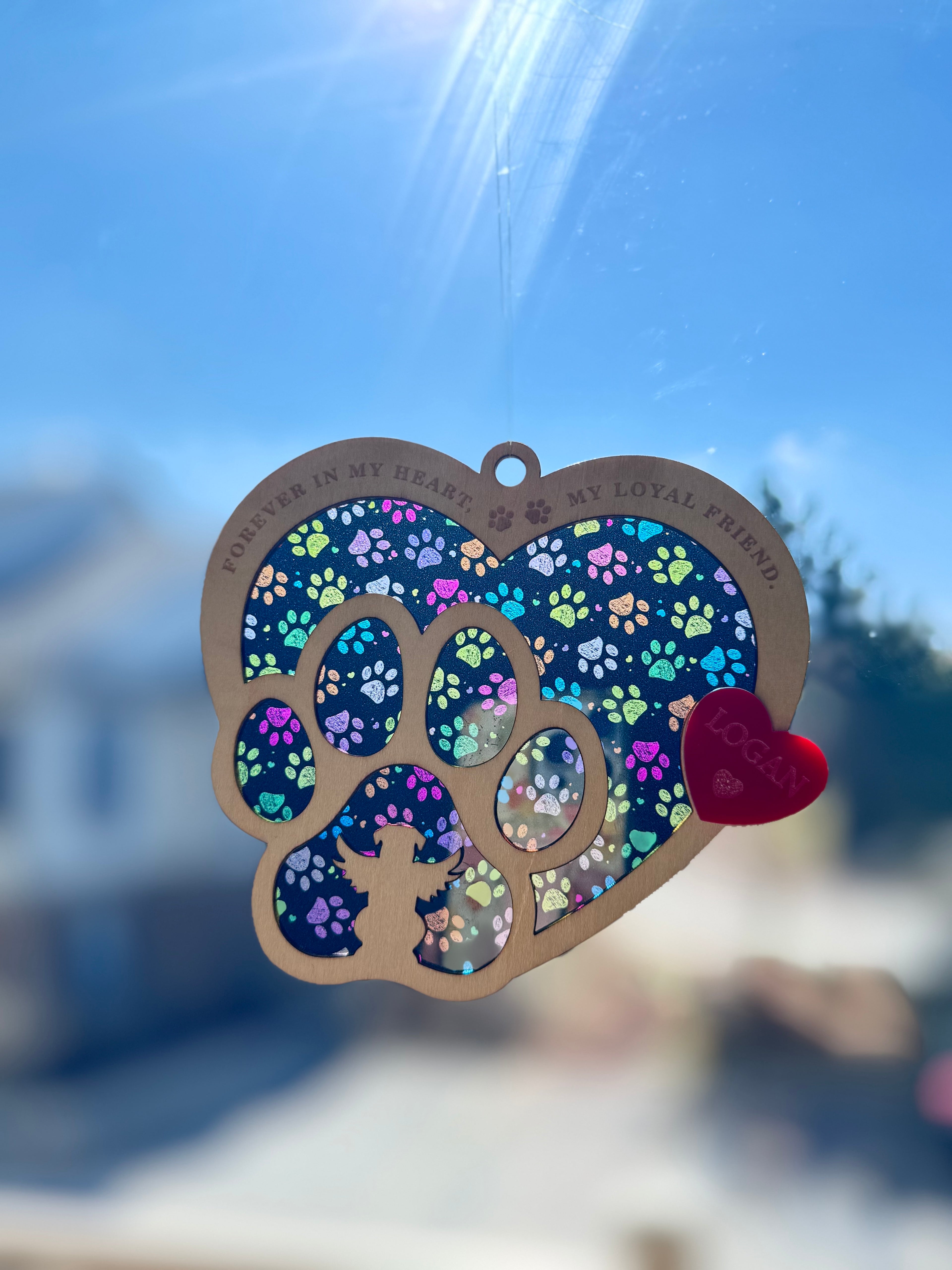 Personalized Memorial Paw Print Sun Catcher