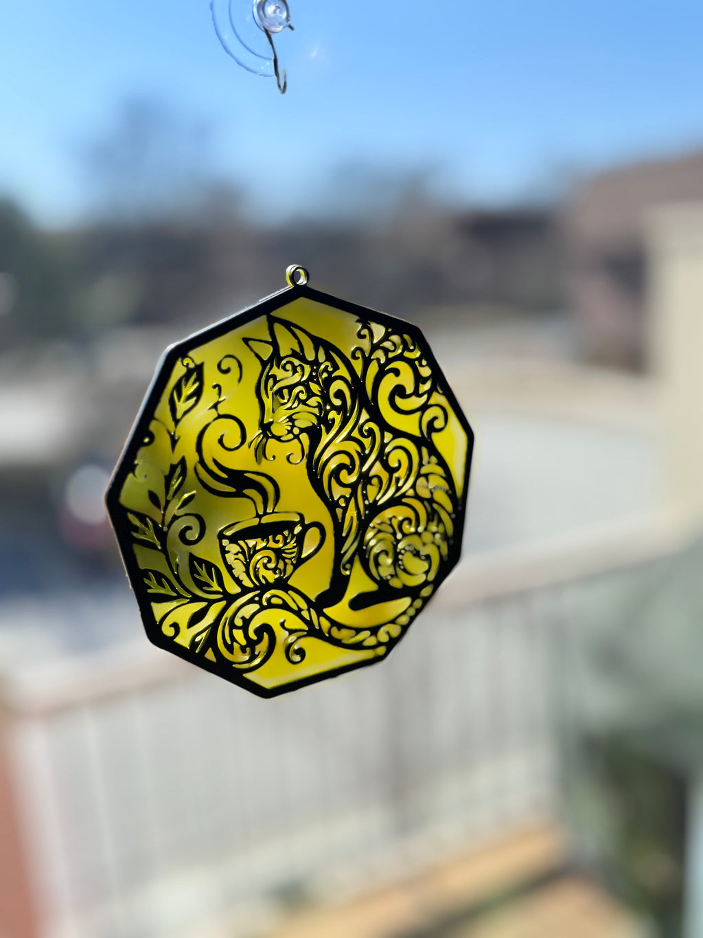 Cat & Coffee Layered Sun Catcher