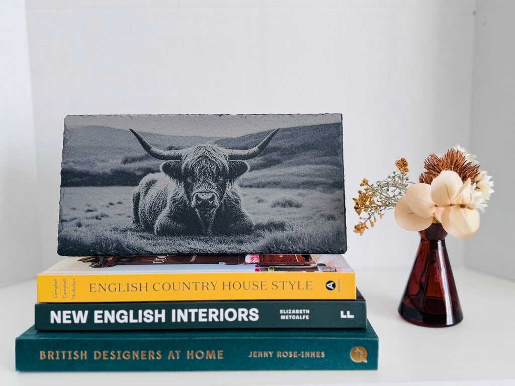 Highland Cow Engraved Slate Serving Board