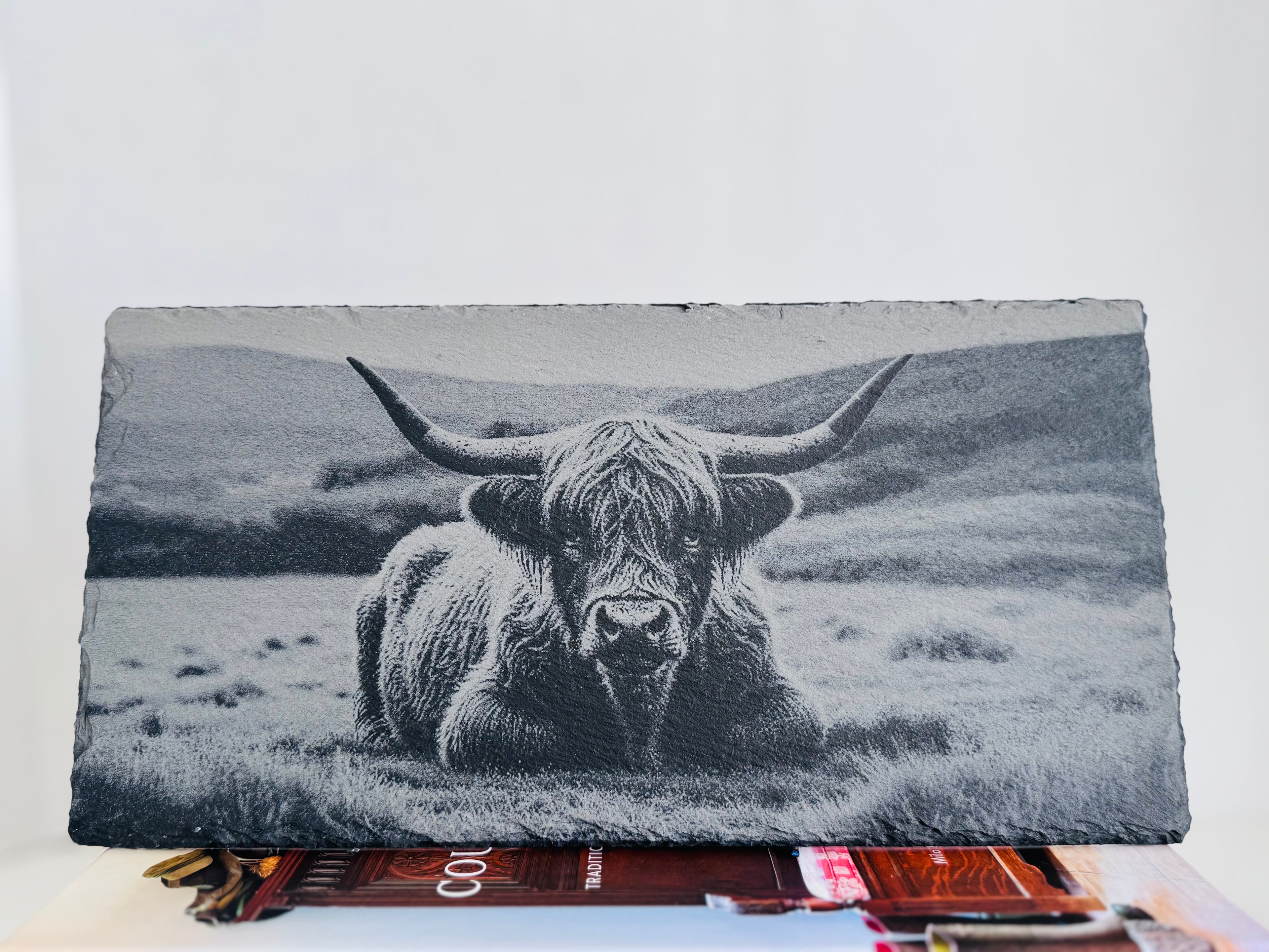 Highland Cow Engraved Slate Serving Board