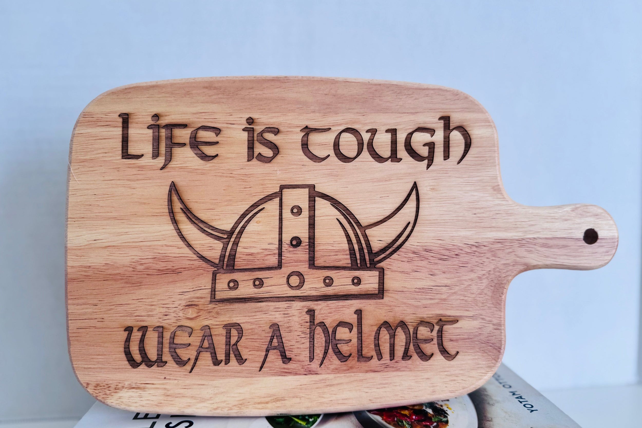 Life is Tough – Wear a Helmet Engraved Cutting Board