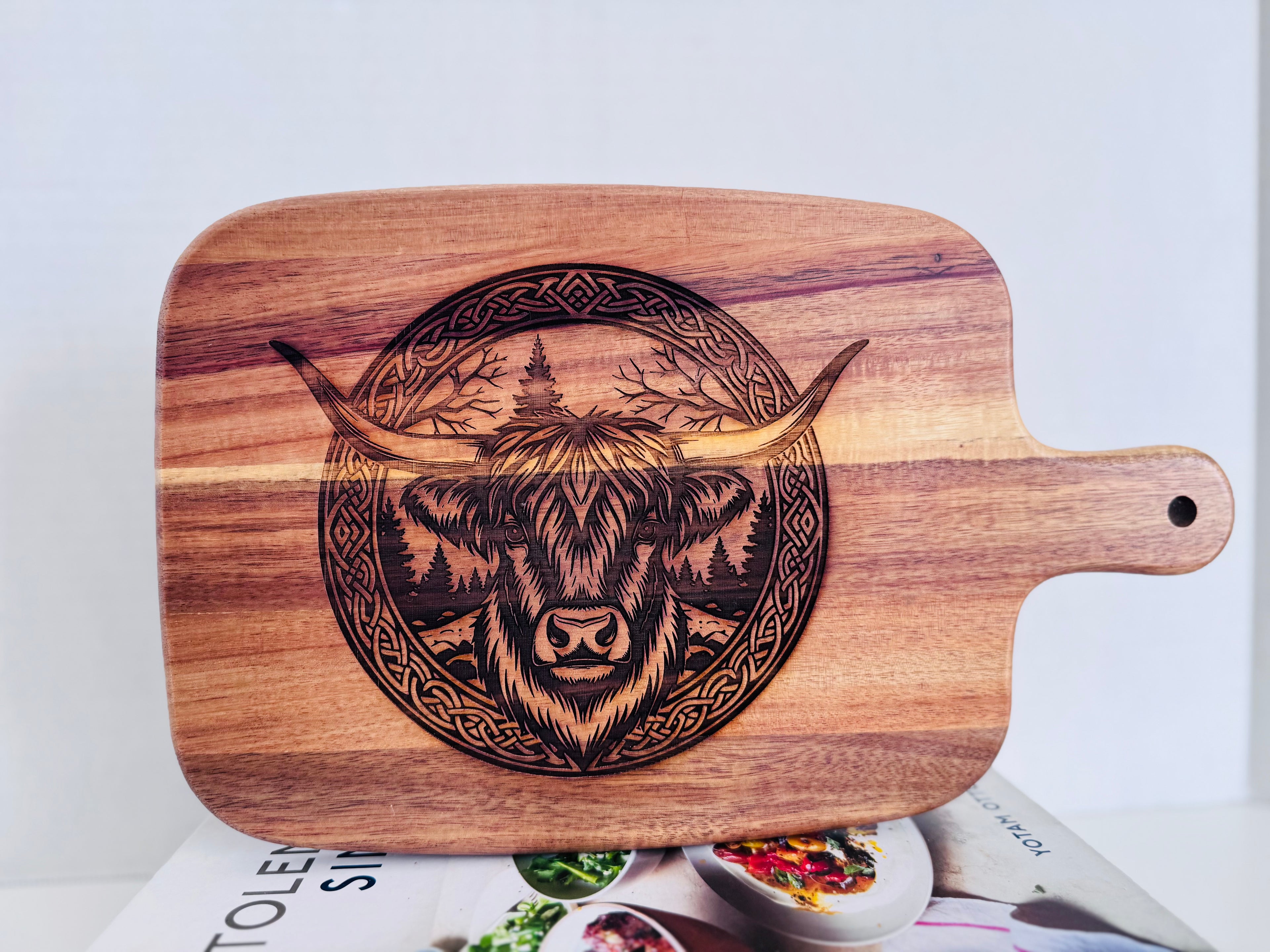 Highland Cow Engraved Acacia Cutting Board