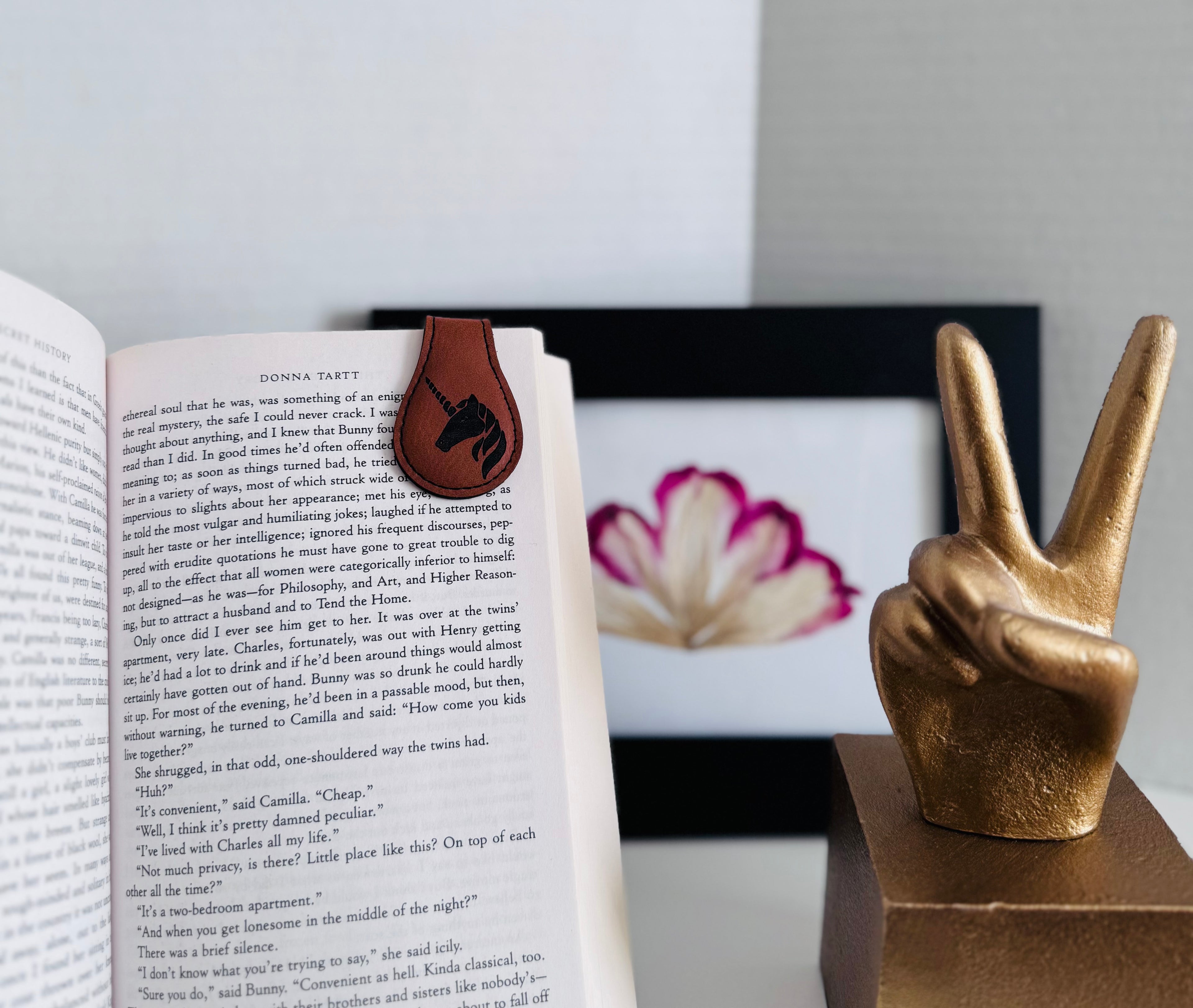 Custom Script Initial & Unicorn Magnetic Bookmark