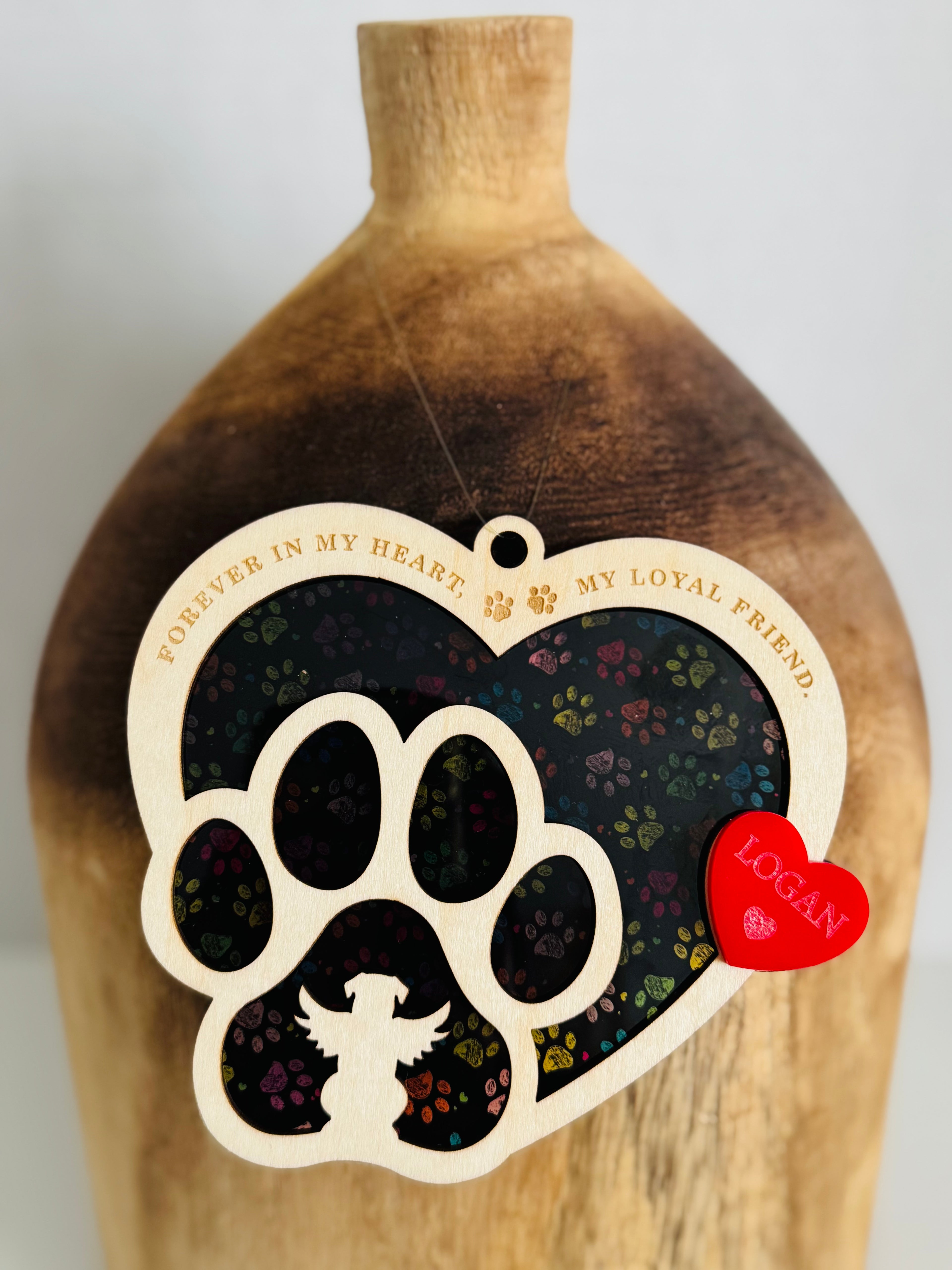 Personalized Memorial Paw Print Sun Catcher