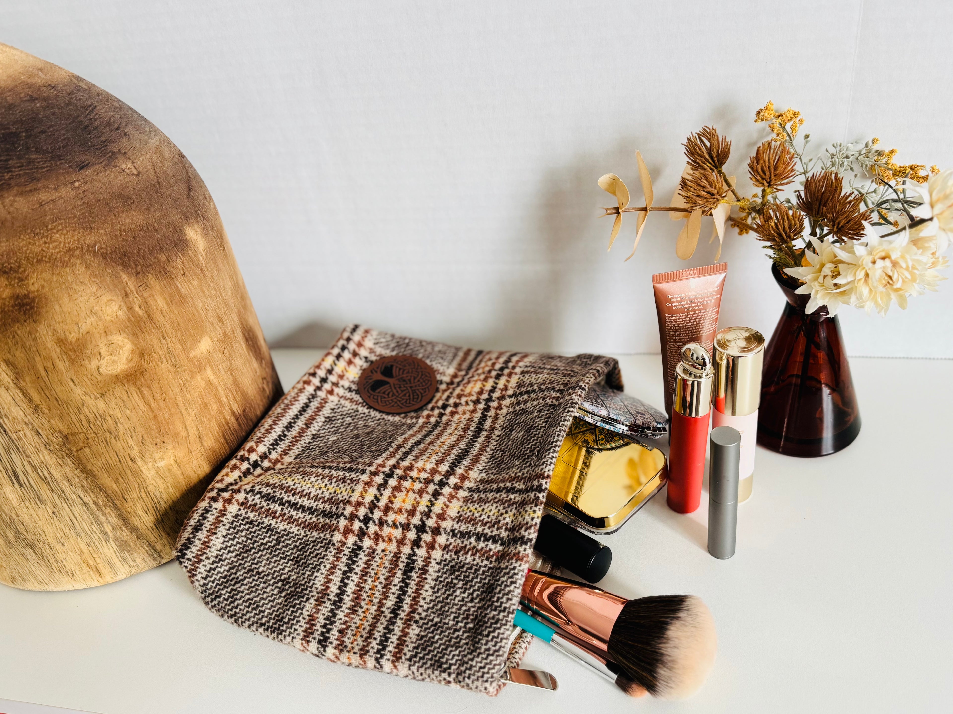 Tree of Life Plaid Zipper Pouch