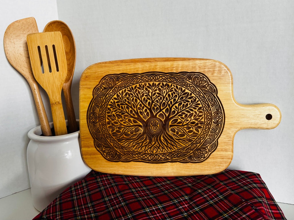 Celtic Tree of Life Acacia Wood Serving Board