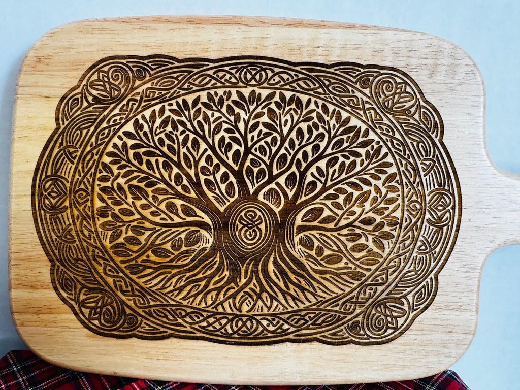 Celtic Tree of Life Acacia Wood Serving Board