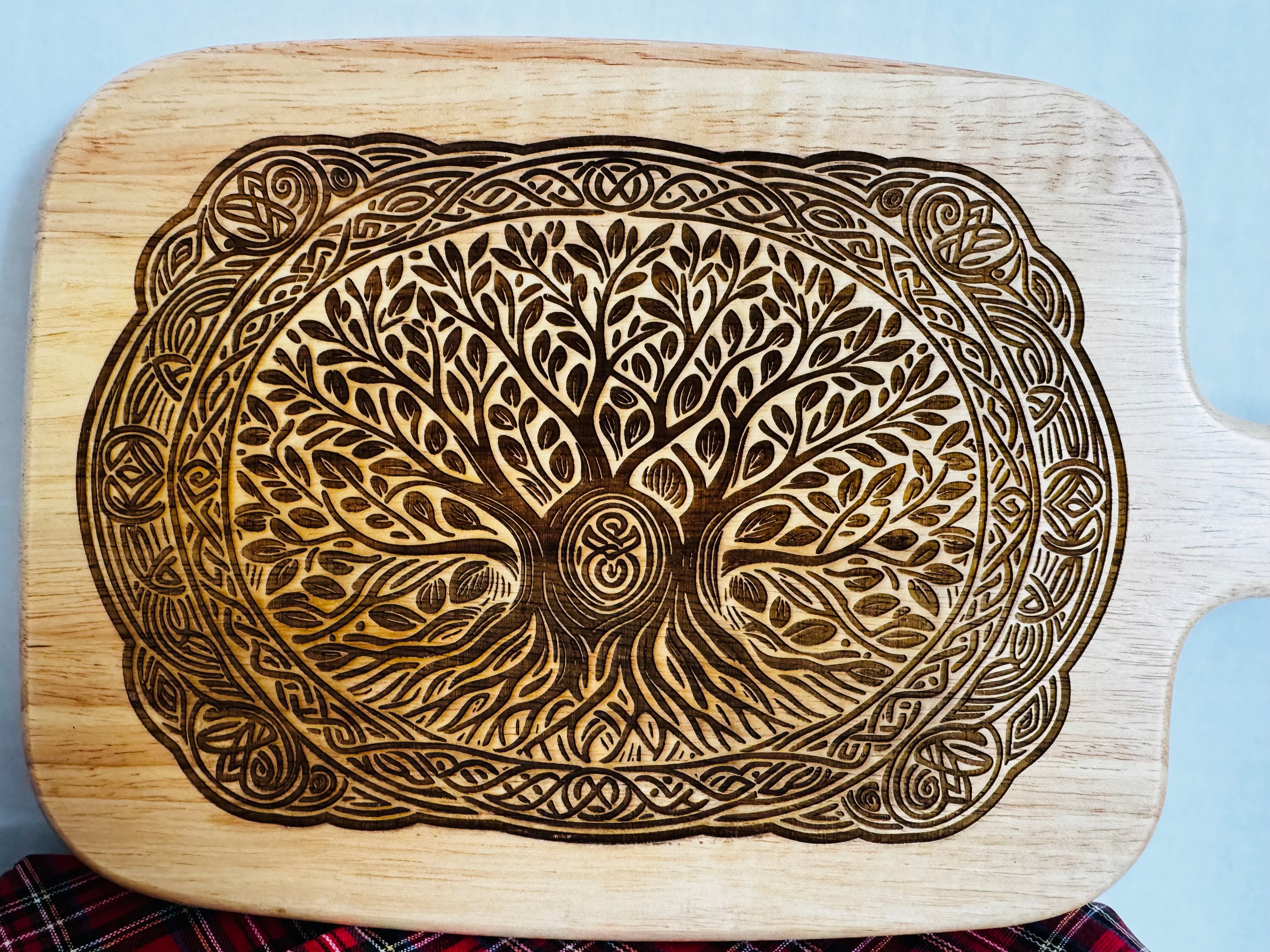 Celtic Tree of Life Acacia Wood Serving Board