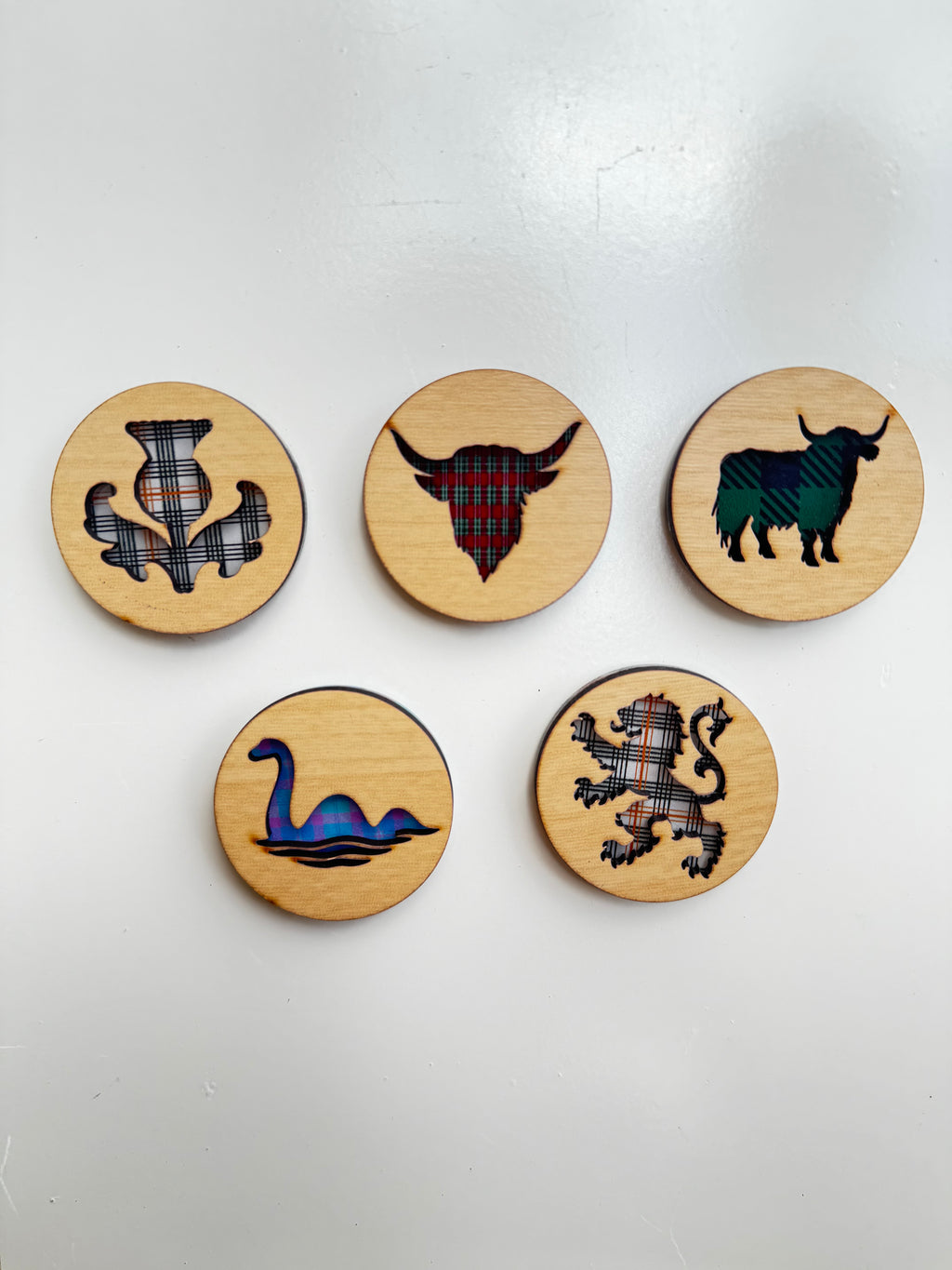 Scottish Tartan Wood Magnets