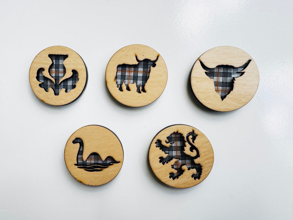Scottish Tartan Wood Magnets