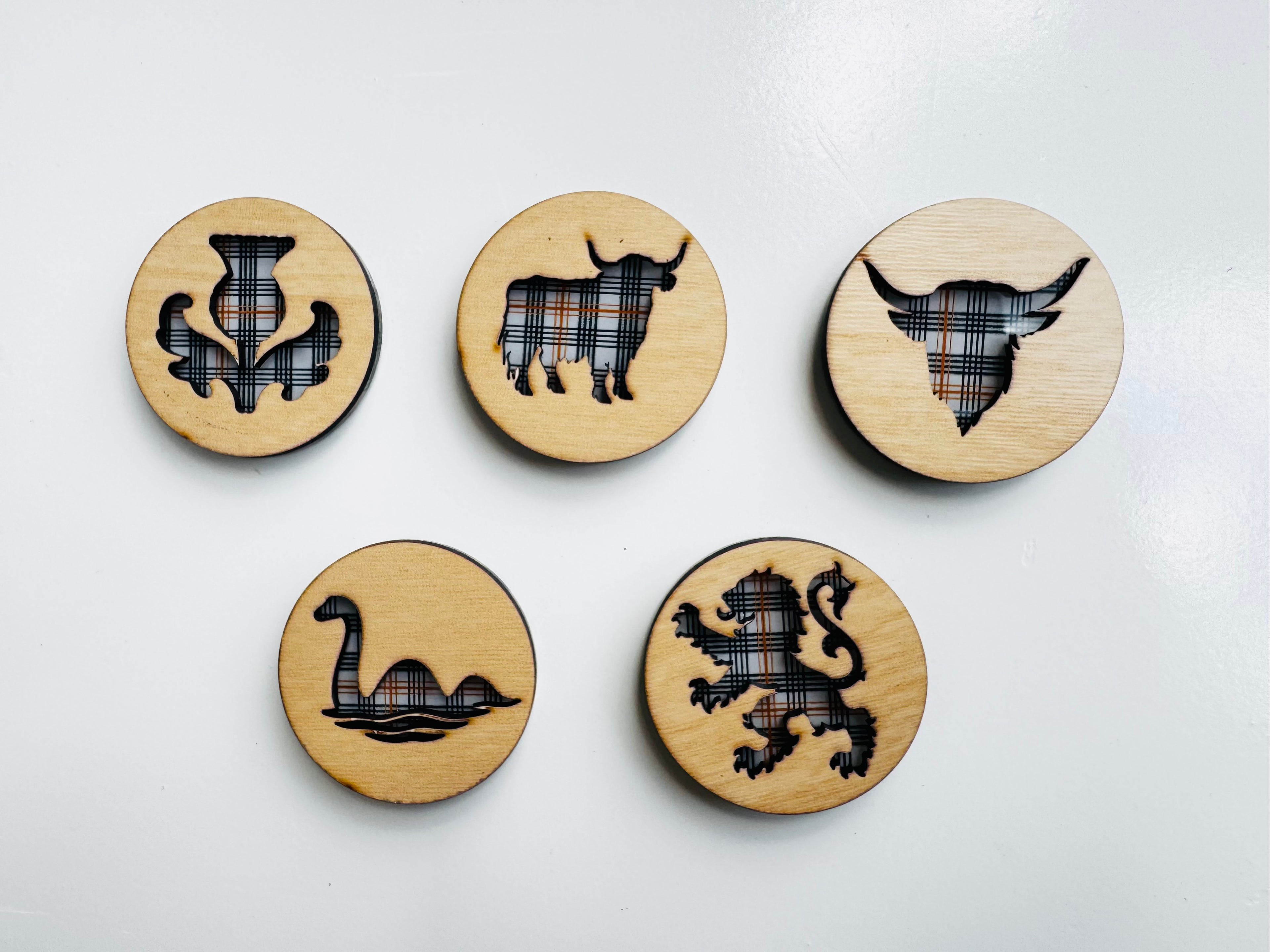 Scottish Tartan Wood Magnets