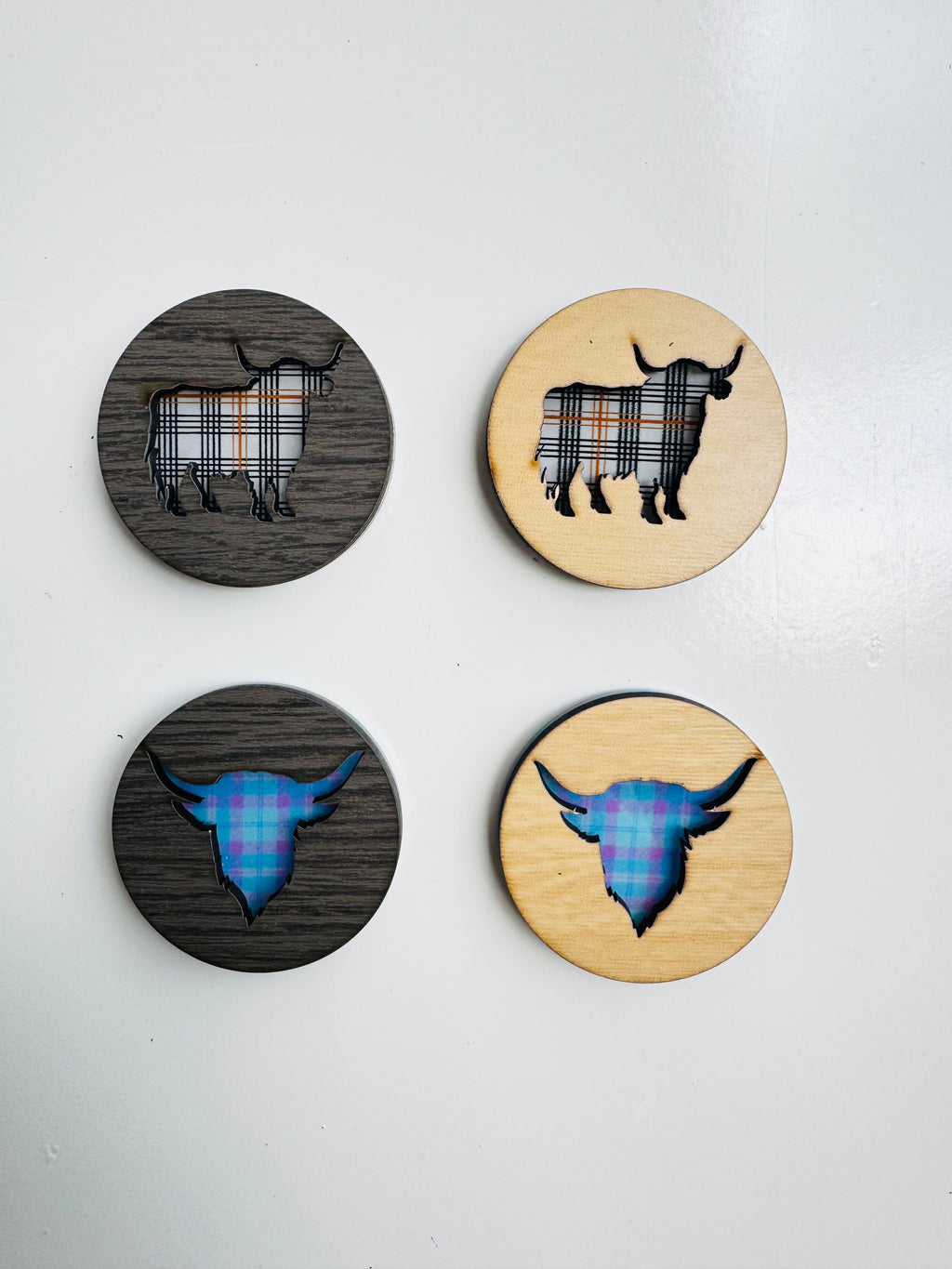 Scottish Tartan Wood Magnets