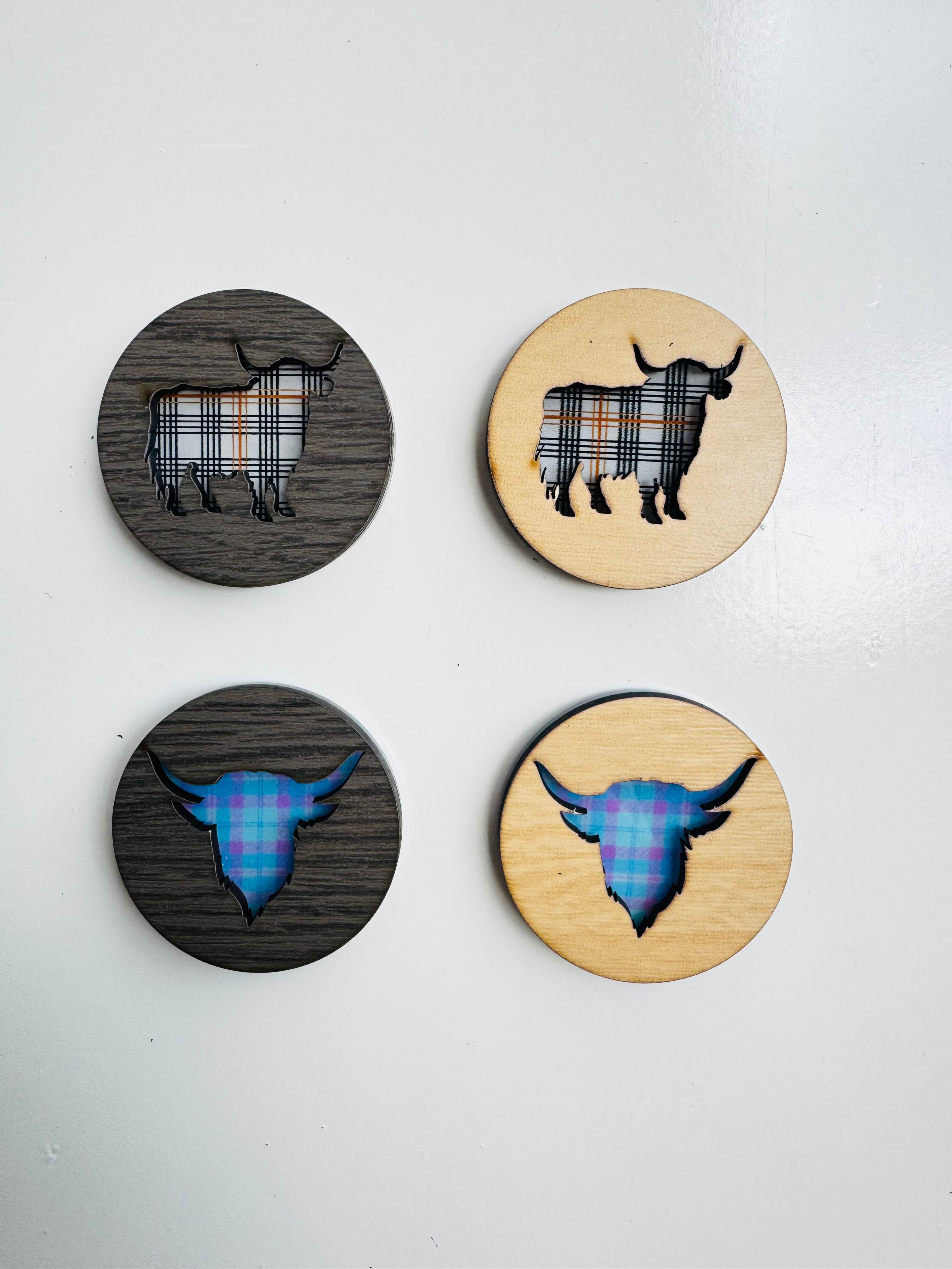 Scottish Tartan Wood Magnets