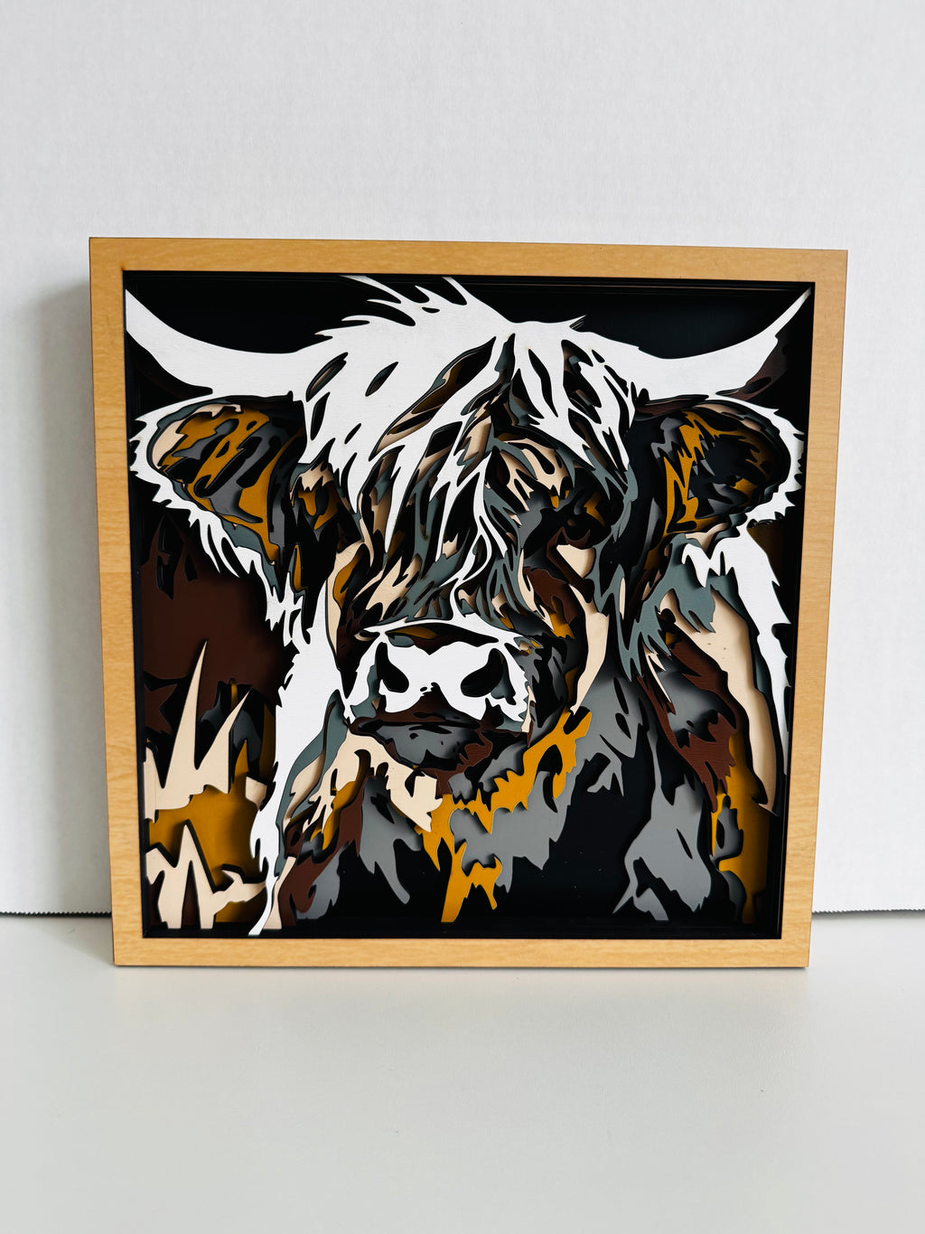 Layered Highland Cow Wood Art