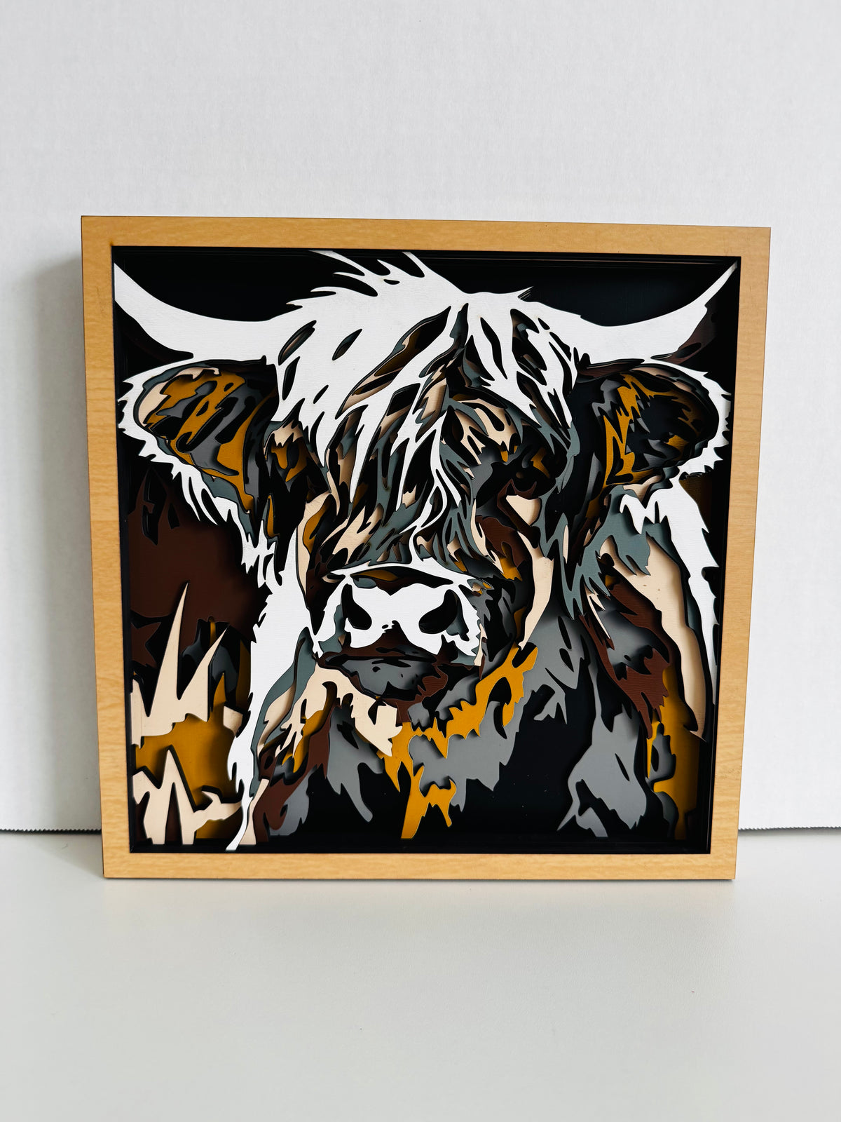 Layered Highland Cow Wood Art