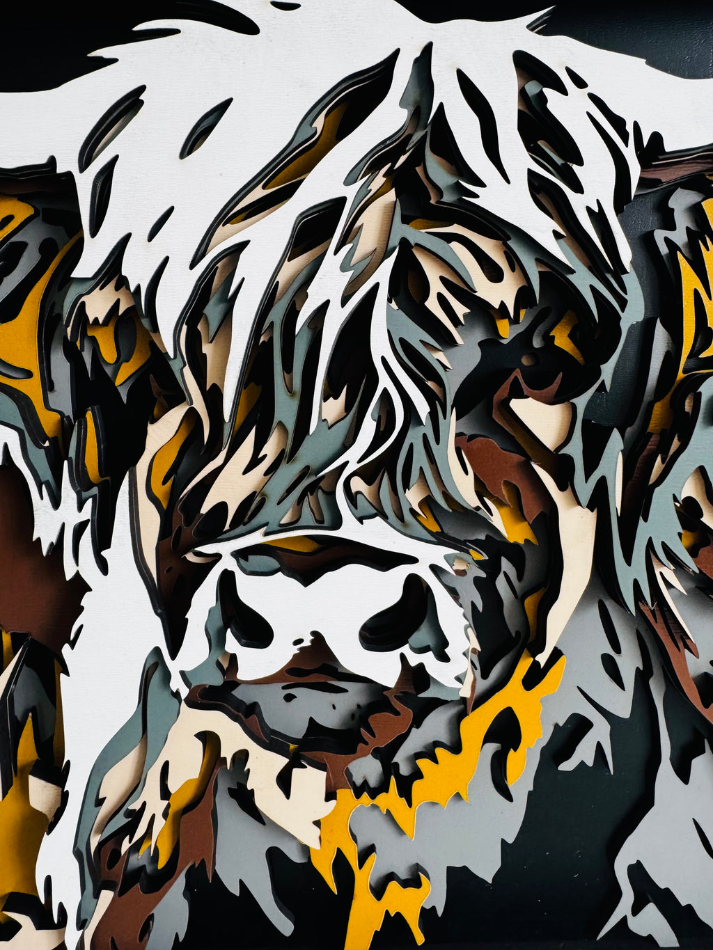 Layered Highland Cow Wood Art