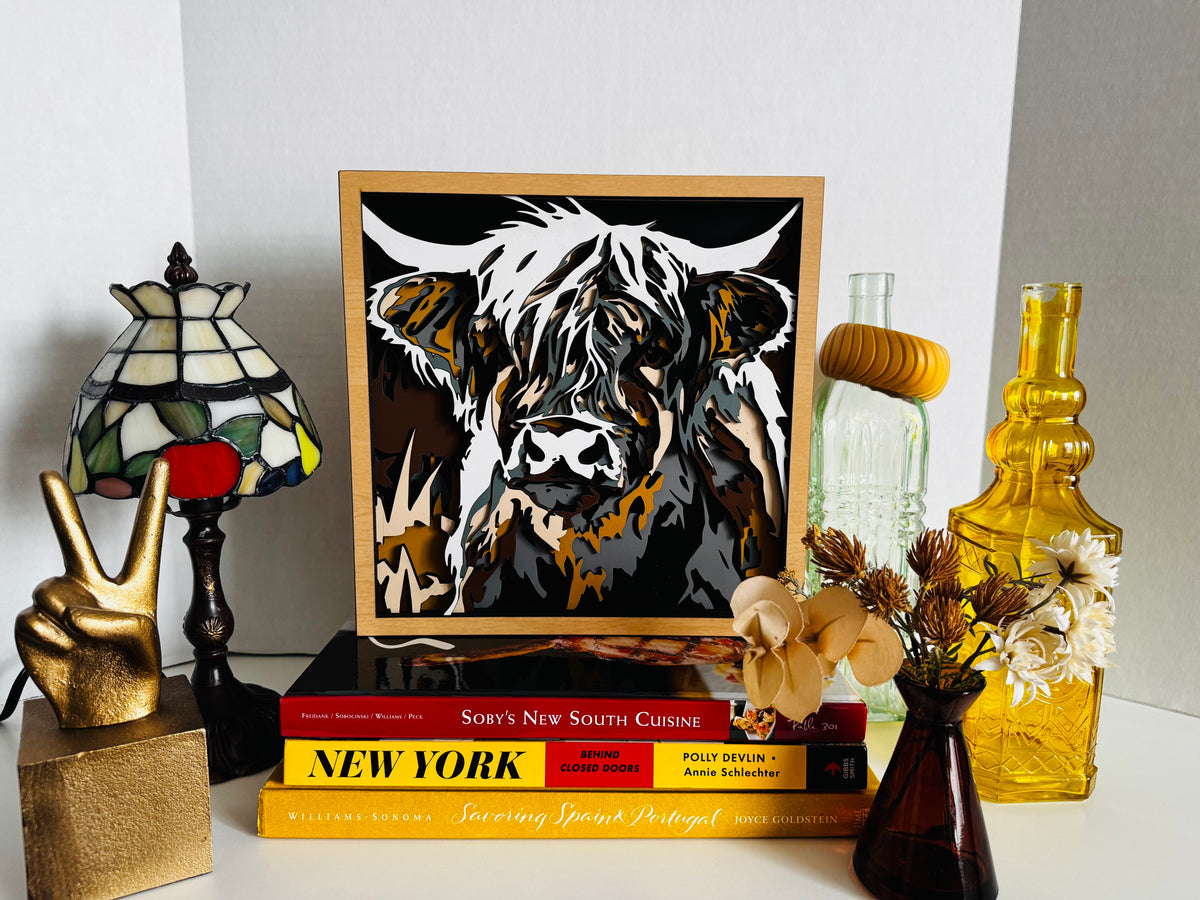 Layered Highland Cow Wood Art